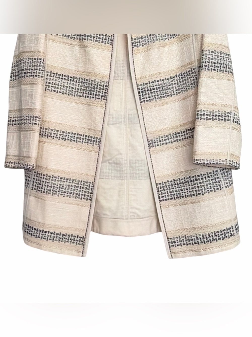 Lafayette 148 New York Women’s Woven Striped Long Jacket/Coat | Size 6 - Picture 10 of 12